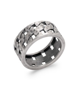 Bague anneau chaîne maille gourmette argent massif quantum 925