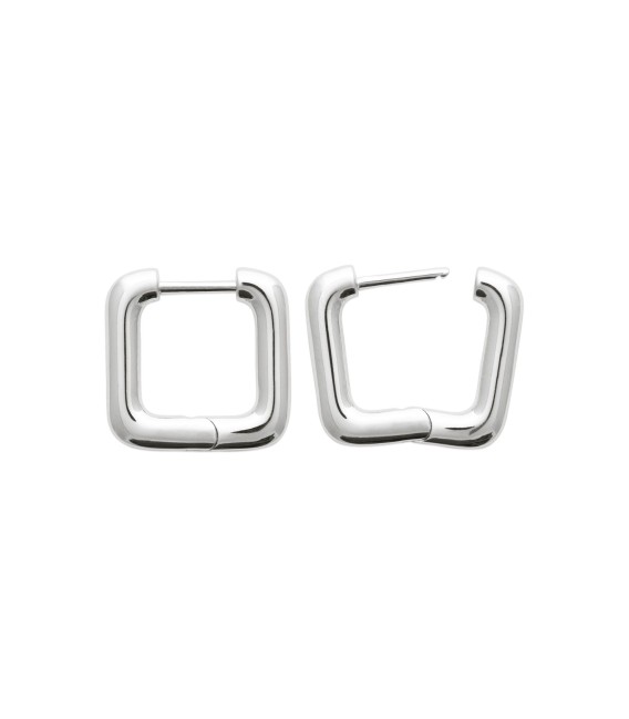 Boucle d'oreille créole argent carrée articulée-1