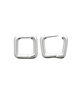 Boucle d'oreille créole argent carrée articulée