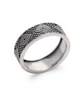 Bague alliance argent massif stylisée relief quantum 925