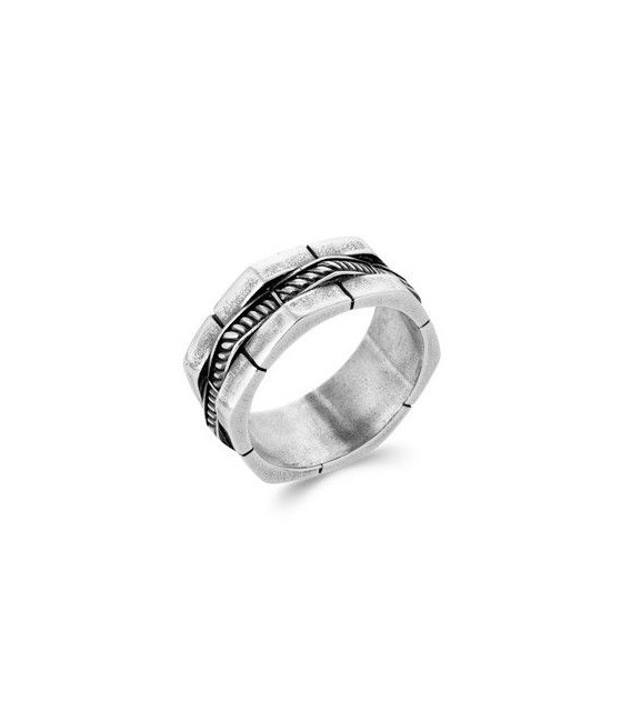 Bague homme anneau alliance en argent vieilli-1