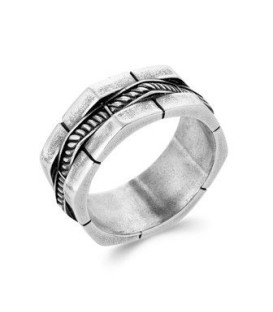 Bague homme anneau alliance en argent vieilli