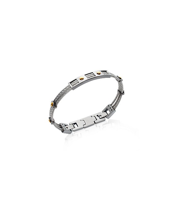 Bracelet homme acier câble torsadé carbone-1