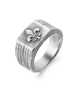 Bague homme chevalière design fleur de lys quantum 925