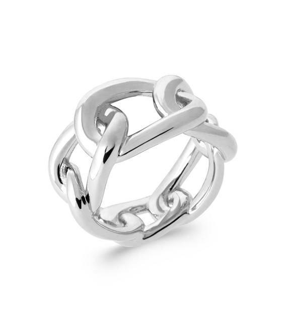 Bague argent massif maillons fixes gourmette