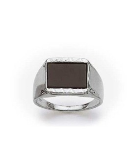 Chevalière fantaisie argent massif façonnée et onyx-1