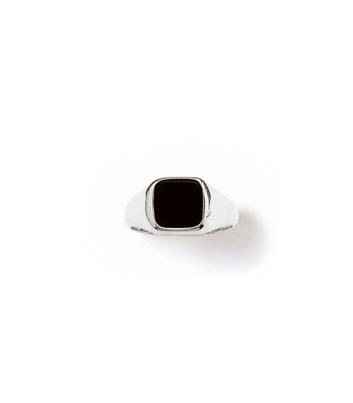 Bague En Argent Massif Avec Onyx Noir Carré Facetté – Taille 53, Design Ajouré élégant