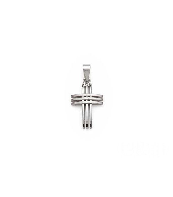 Pendentif homme croix stylisé en acier-1