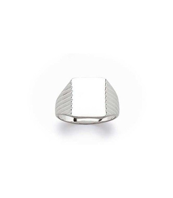 Grosse bague chevalière homme fantaisie argent massif miroir stries-1