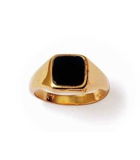 Chevalière carrée onyx imitation plaqué or bague fantaisie