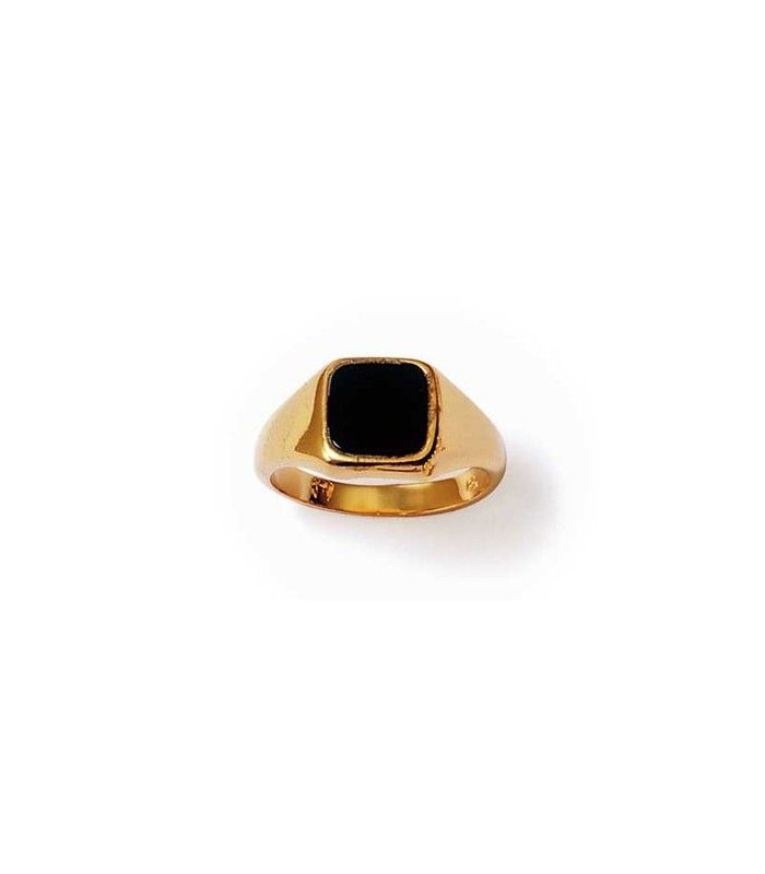 chevalière carrée onyx plaqué or bague fantaisie