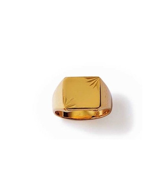 Chevalière homme carrée plaqué or bague fantaisie ciselée-1